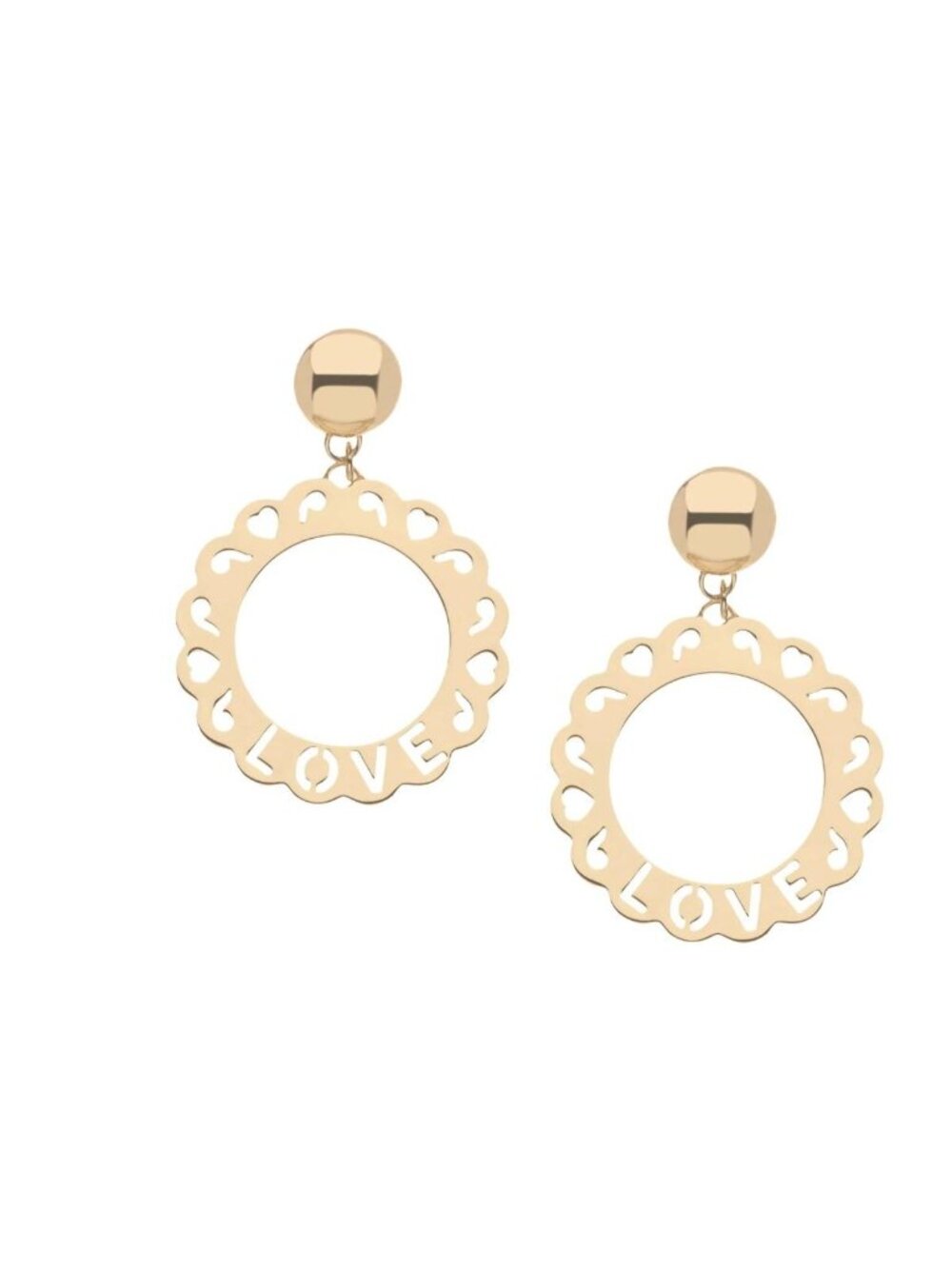 Jane Win LOVE Cutout Disk Earrings